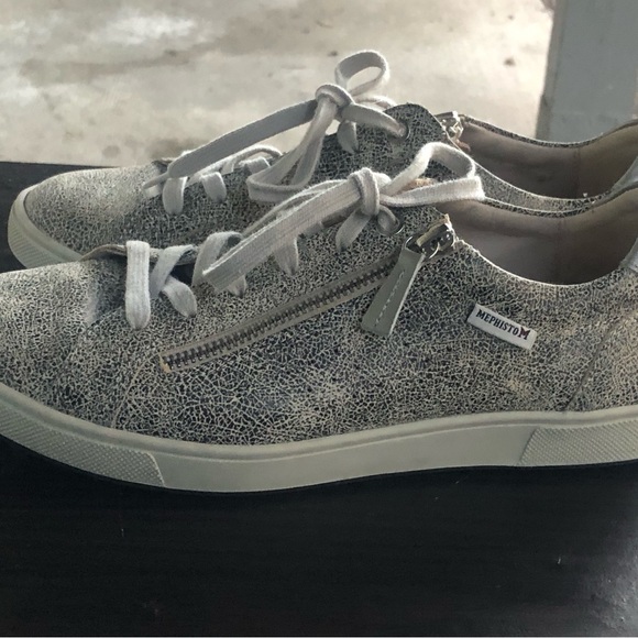 Mephisto Monia Womens Black Gray Leather  Lace-Up Low-Top Zip Sneakers Size 8 - Picture 4 of 14